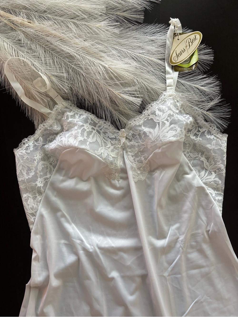 NWT Vintage Sears White Lace Lingerie Slip